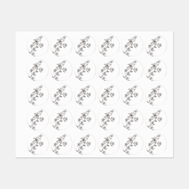 Étiquettes Aquarelle grise Fleur (Feuille)