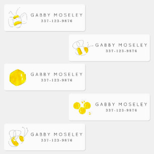 Étiquettes Aquarelle jaune Bumble Bee Personnalisée Enfants