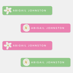 Étiquettes Aquarelle mignonne Blanc Floral Monogramme Vêtemen