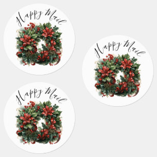 Étiquettes Aquarelle moderne mignonne Noël couronnes