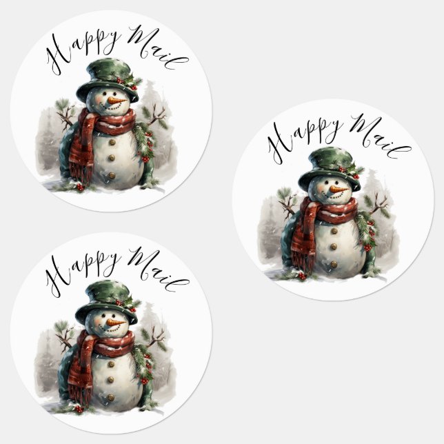 Étiquettes Aquarelle moderne Noël Neige homme Souhaits (Groupe)