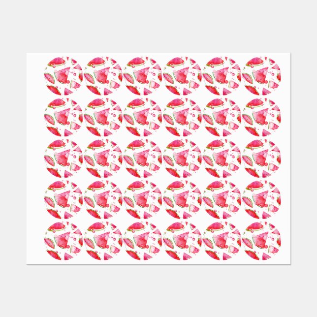 Étiquettes Aquarelle pastèque 1 (Feuille)