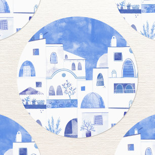 Étiquettes Aquarelle Santorin