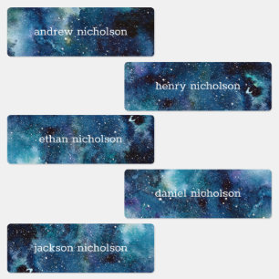 Étiquettes Aquarelle Stars Espace Bleu Galaxy étanche