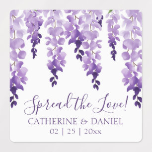 Étiquettes Aquarelle Wisteria Mariage Étaler Le Script d'amou