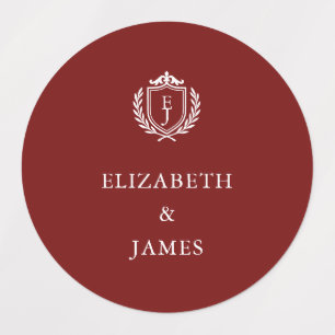 Étiquettes Armoiries de Bourgogne Mariage Initiales Personnal