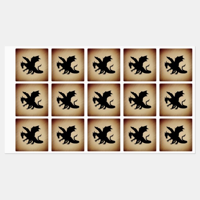 Étiquettes Arrière - plan rustique Black Dragon (Feuille)