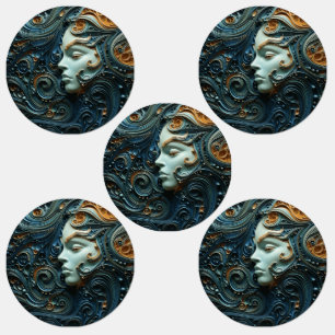 Étiquettes Art 3D de la femme Lune