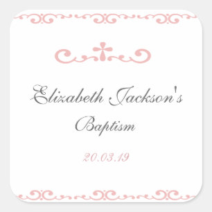 Étiquettes assez roses d'autocollant de baptême