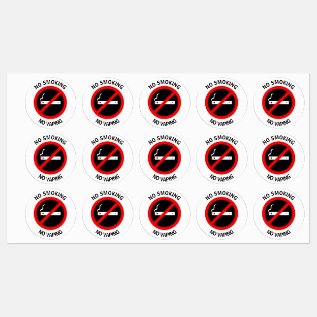 ÉTIQUETTES AUCUN FUMEUR AUCUN VAPEUR SIGNE CLASSIQUE ROND STI (Feuille)