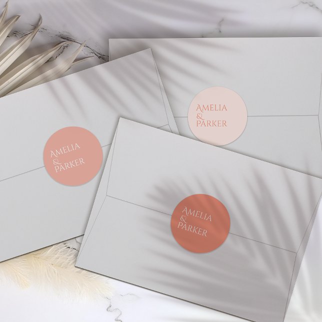 Étiquettes Autocollant Etiquette de Mariage Minimaliste Orang (Créateur téléchargé)