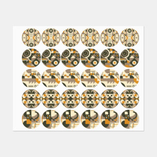 Étiquettes Autocollant géométrique moderne Retro Earth Tone