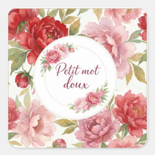 Étiquettes autocollantes florales Petit mot doux Square Sticker