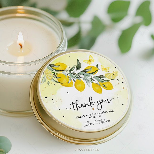 Étiquettes autocollantes pour baby shower sur le t (Add a personalized touch to your bridal shower favors with these Lemon Watercolor Bridal Shower Stic)