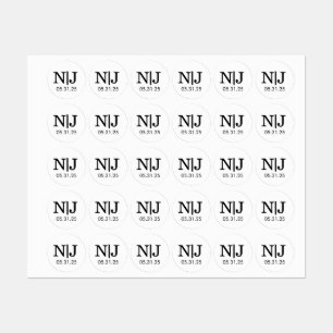 Étiquettes Autocollants d'enveloppe de monogramme de mariage