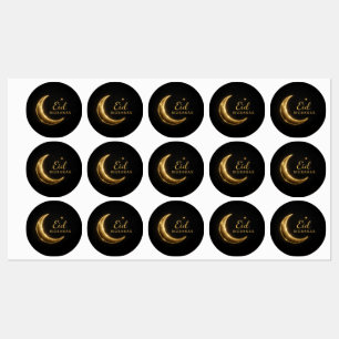 Étiquettes Autocollants Luxueux Eid Mubarak Noir & Or – Éléga