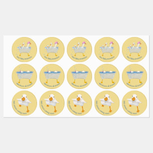 Étiquettes Autocollants ronds pour Baby Shower de canard