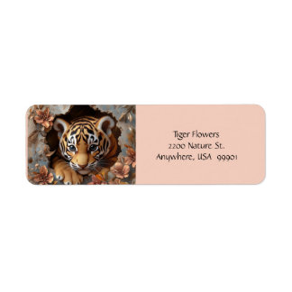Étiquettes avec un adorable petit tigre floral mul