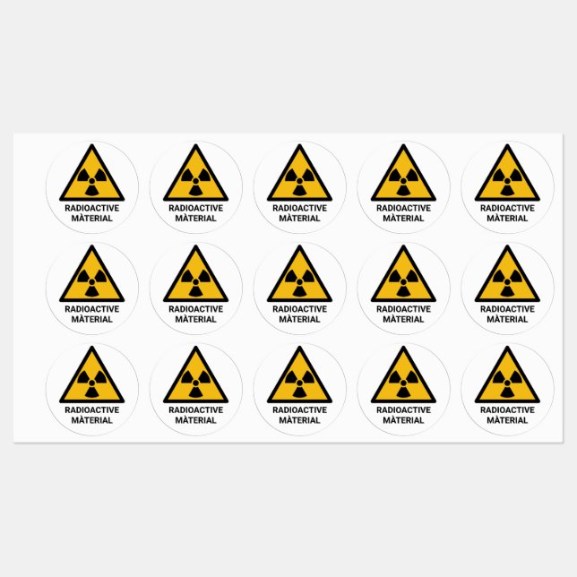 Étiquettes Avertissement de matière radioactive, rayonnement  (Feuille)