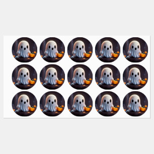 Étiquettes Baby Ghost Déplaisant mignon caractère Halloween