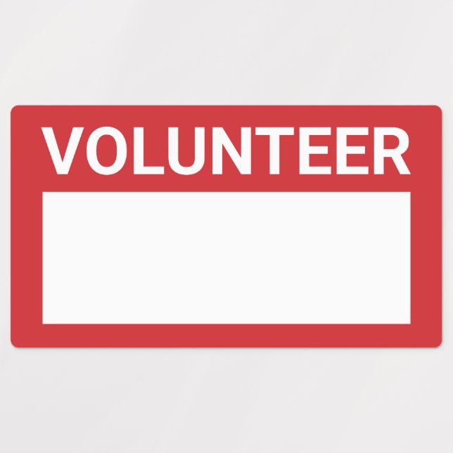 Étiquettes Badge volontaire Red Blank (Design 1)