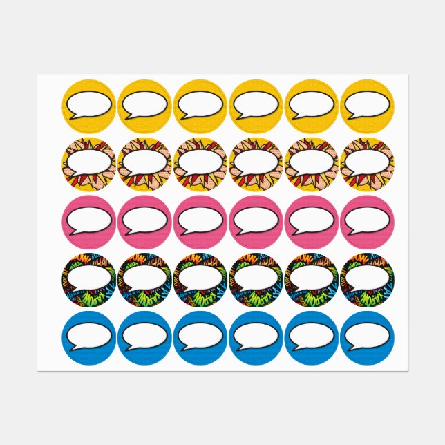 Étiquettes Bande dessinée Pop Art Discours bulle (Feuille)