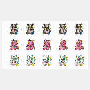 Étiquettes Bande Glitch — Pack Stick Chaos Cute