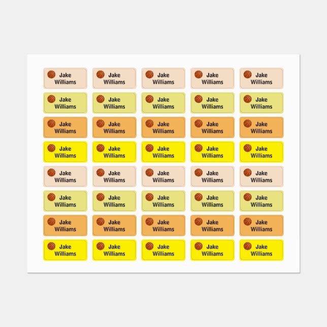 Étiquettes Basketball Kids' Name Clothing School Labels (Feuille)