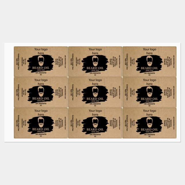 Étiquettes Beard Oil Label template package product add logo (Feuille)
