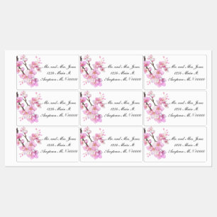 Étiquettes Belle aquarelle rose cerisier fleurs florales