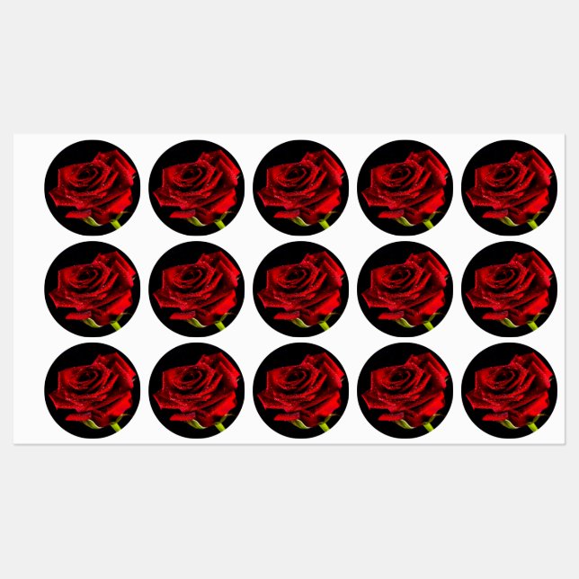 Étiquettes Belle rose rouge (Feuille)
