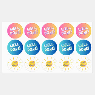 Étiquettes “Bien fait !” Autocollant de motivation coloré