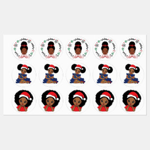 Étiquettes Black Père Noël Believe Melanin Man Christmas Chev