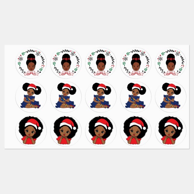 Étiquettes Black Père Noël Believe Melanin Man Christmas Chev (Feuille)