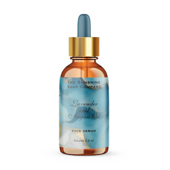 Étiquettes Bleu et or imperméable Cosmétique Bouteille de gou (Créateur téléchargé)