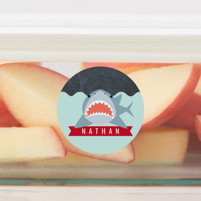Étiquettes Bleu marin requin sous l'eau (Apposé)