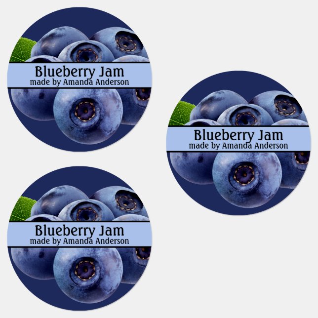 Étiquettes Blueberry Jam Cercle moderne (Groupe)