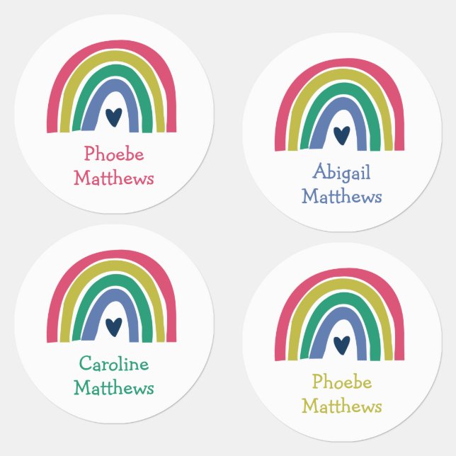 Étiquettes Boho Arc-en-ciel rose Nom de la marine Fer sur les (Groupe)