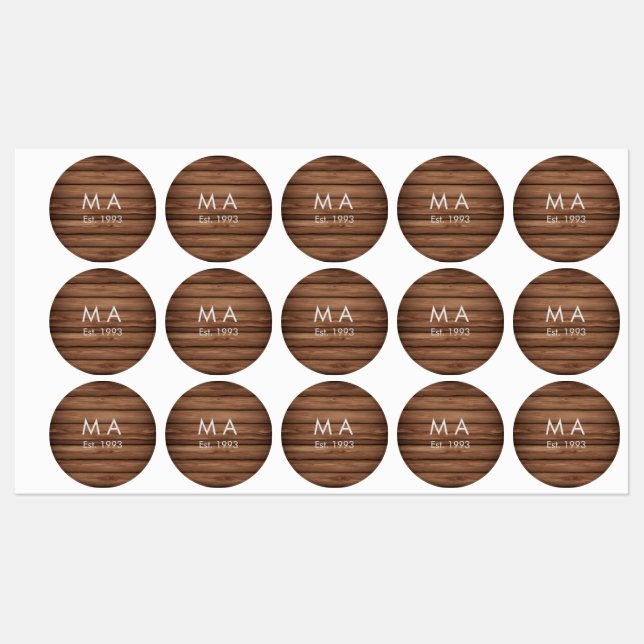 Étiquettes boho rustique Brown ajouter nom lettre année date  (Feuille)