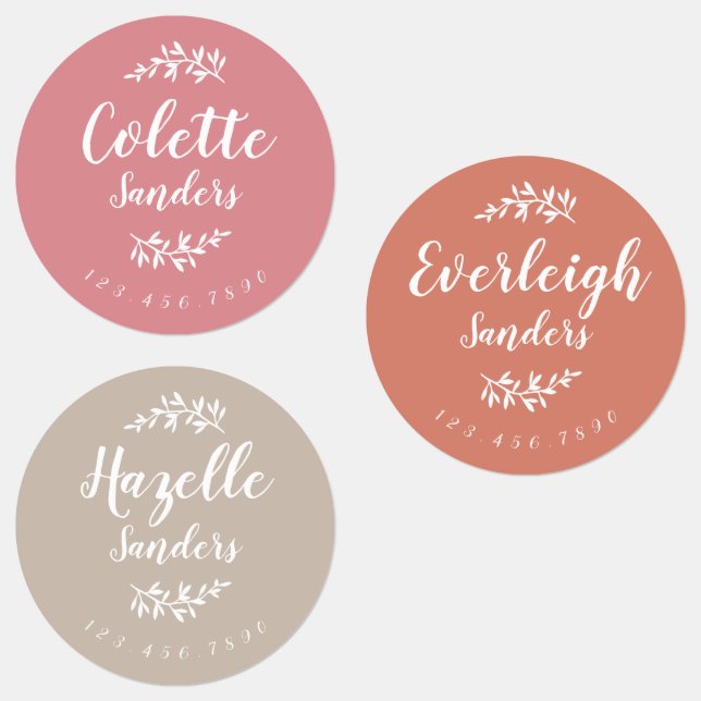 Étiquettes Boho tendance Nom personnalisé (Groupe)