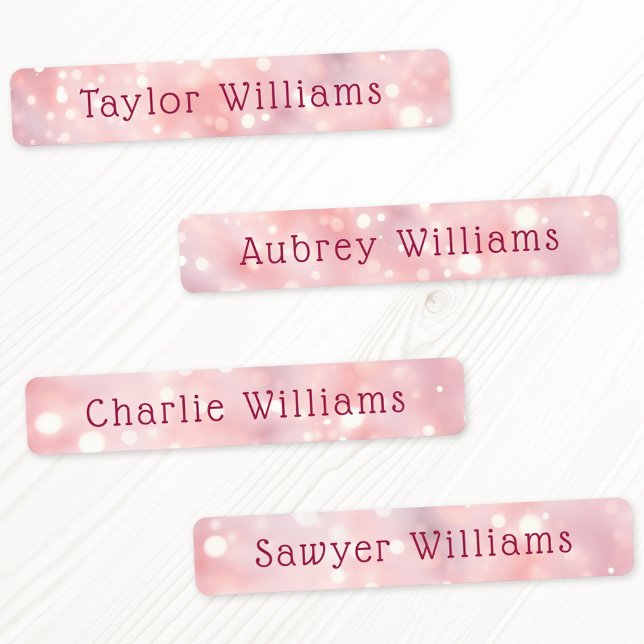 Étiquettes Bokee éthérée rose pâle nom étanche (Light pink ethereal bokeh waterproof name labels)