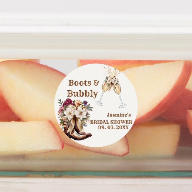 Étiquettes Boots & Bubbly Boho Western Bride douche Party (Apposé)