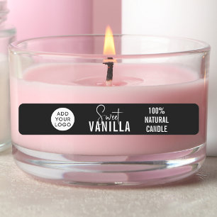 Étiquettes Bougie minimaliste noir Produit LOGO