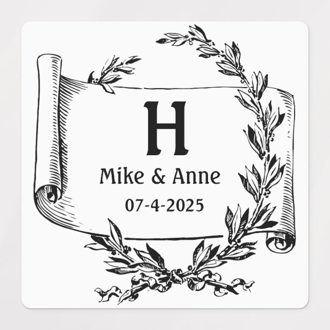 Étiquettes Branches Monogrammes et papyrus (Design 1)