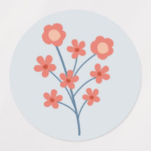 Brins de Fleur de Corail sur Motif Bleu Brumeux