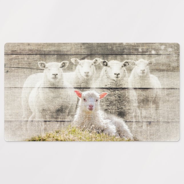 Étiquettes Brûlure d'agneau de bébé à mouton rustique (Design 1)
