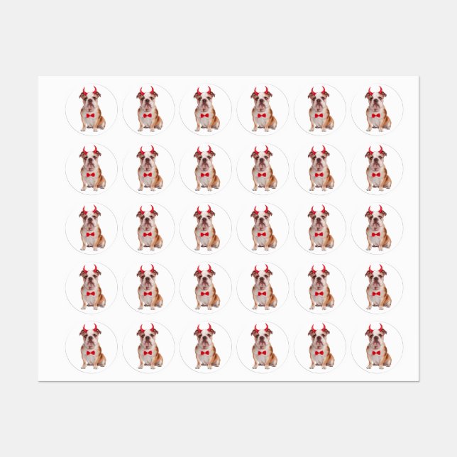 Étiquettes Bulldog Anglais En Halloween (Feuille)