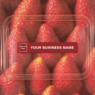Étiquettes Business Name and Logo on Red Slim Adhesive Label