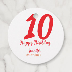 Étiquettes Cadeau 10e anniversaire ajouter nom date année rouge modè