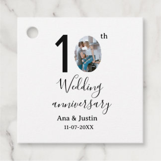 Étiquettes Cadeau 10e anniversaire du mariage nom photo bold lettre